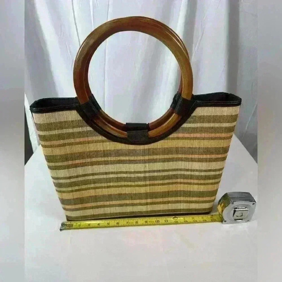 NWT Mad by Design Handcrafted Eco Friendly Bamboo Bag with wooden Handle - Picture 8 of 12